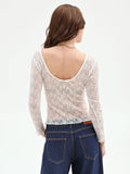 Blusa panna sfiancata in pizzo floreale