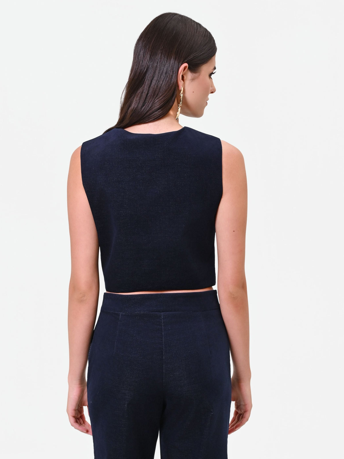 Gilet in velluto blu navy con bottoni Giorgia Palmas X Rinascimento