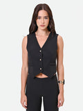 Gilet monopetto nero in tessuto tecnico