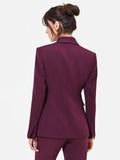 Giacca Studio monopetto gessata in crepe bordeaux rosso