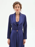 Giacca corta atelier blu indaco in raso