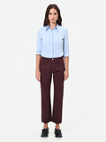 Pantalone cropped bordeaux rosso in twill di cotone