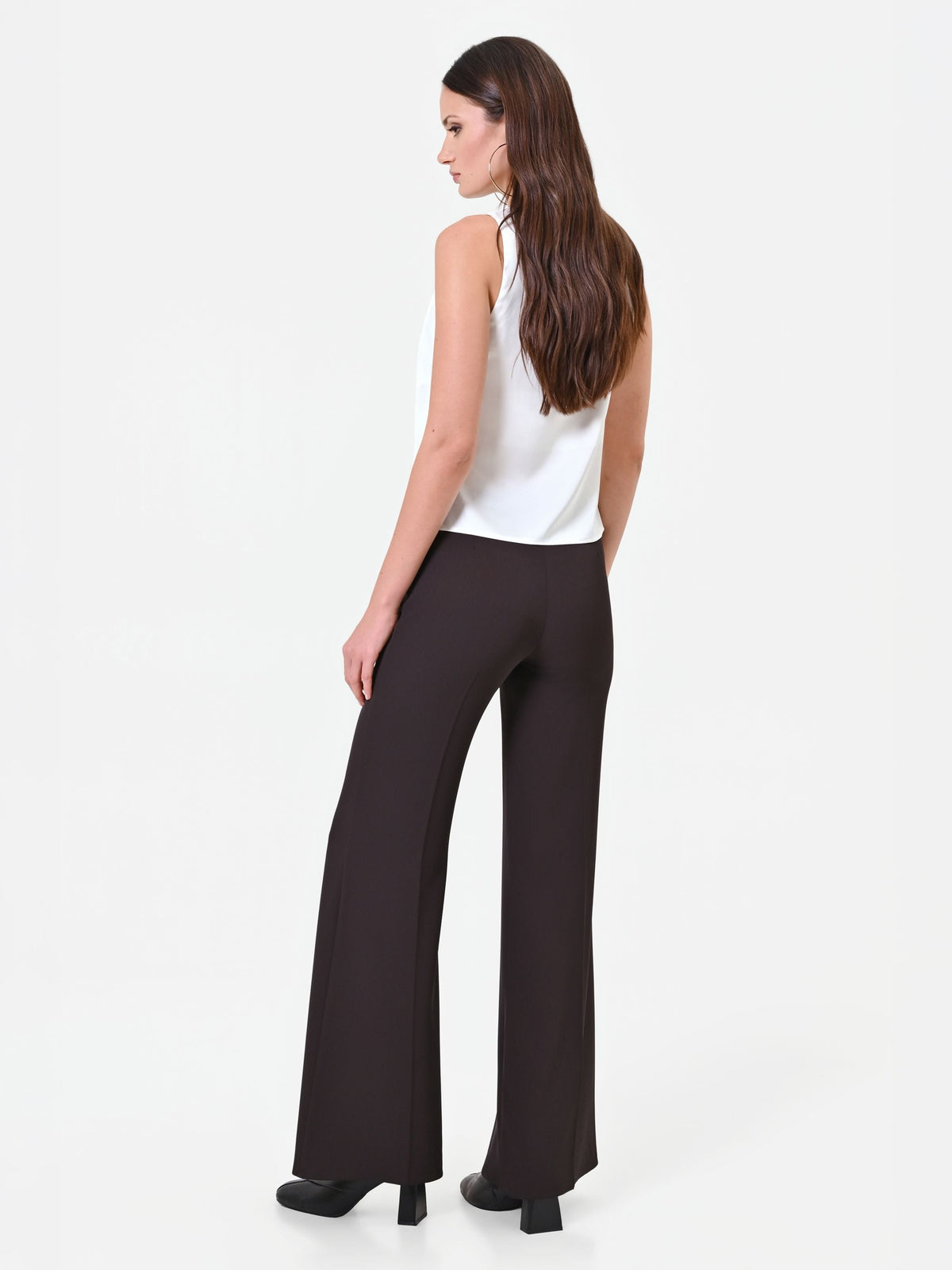 Pantalone a gamba larga moro marrone in cadi