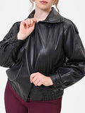 Giacca Curvy  in similpelle nera con chiusura asimmetrica