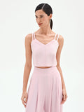 Top corto rosa pastello con doppie spalline