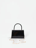 Borsa a mano nera effetto vernice lucida