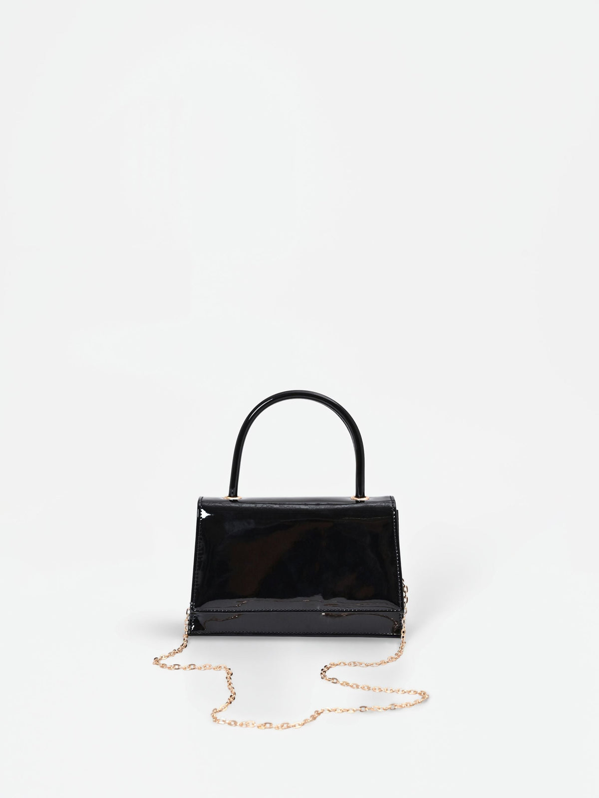 Borsa a mano nera effetto vernice lucida