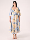 Abito Lungo Curvy stampa Fiori Astratti