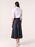 Gonna Midi in Denim con Cintura Ricoperta