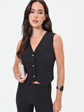 Gilet monopetto nero in tessuto tecnico