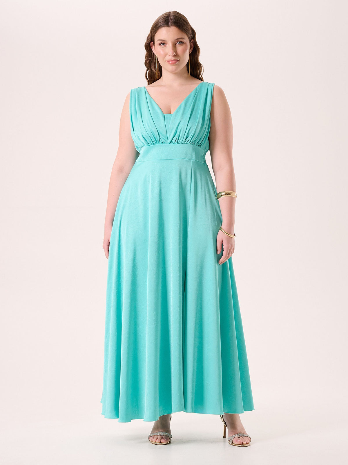 Abito Curvy Lungo Verde Acqua