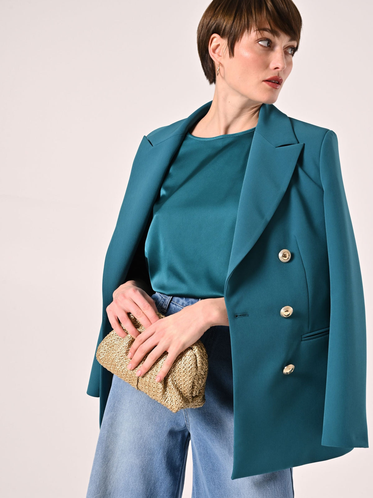 Blusa in Raso Verde Reale