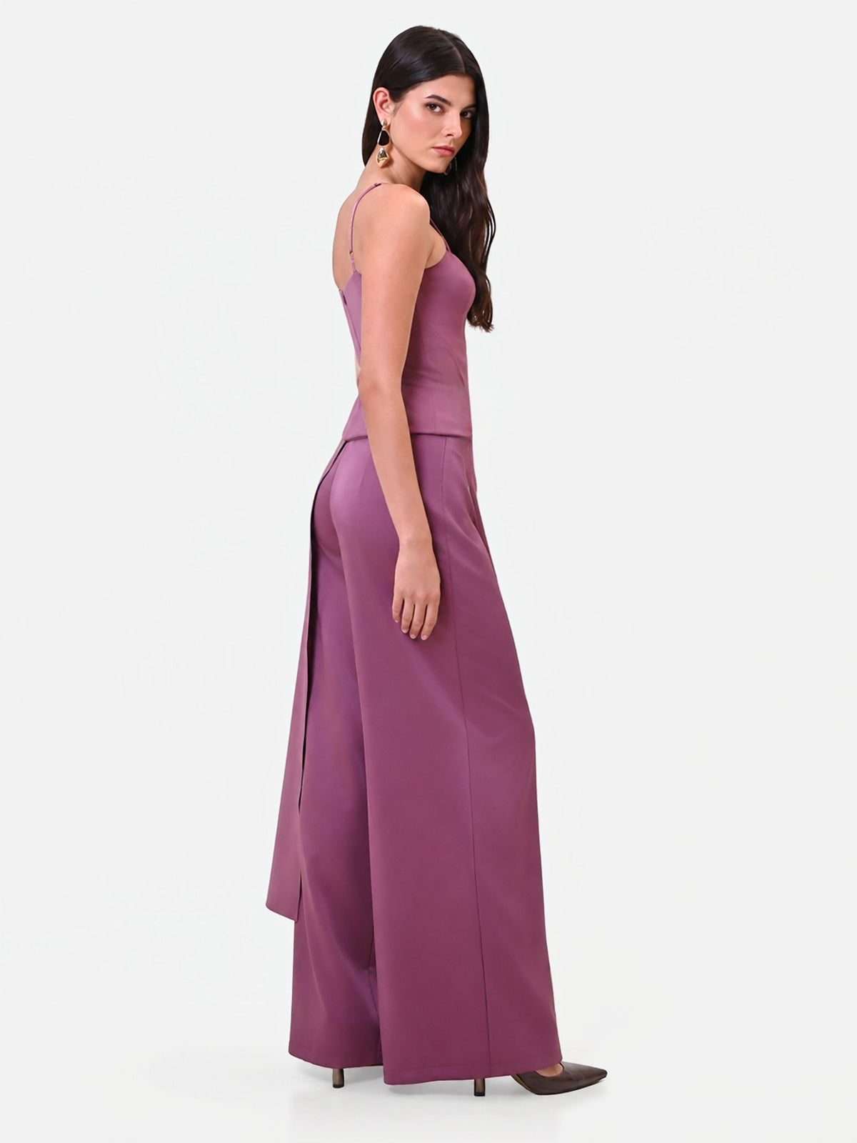 Pantalone palazzo in raso rosa antico Giorgia Palmas X Rinascimento