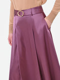 Gonna midi in raso rosa antico con cintura
