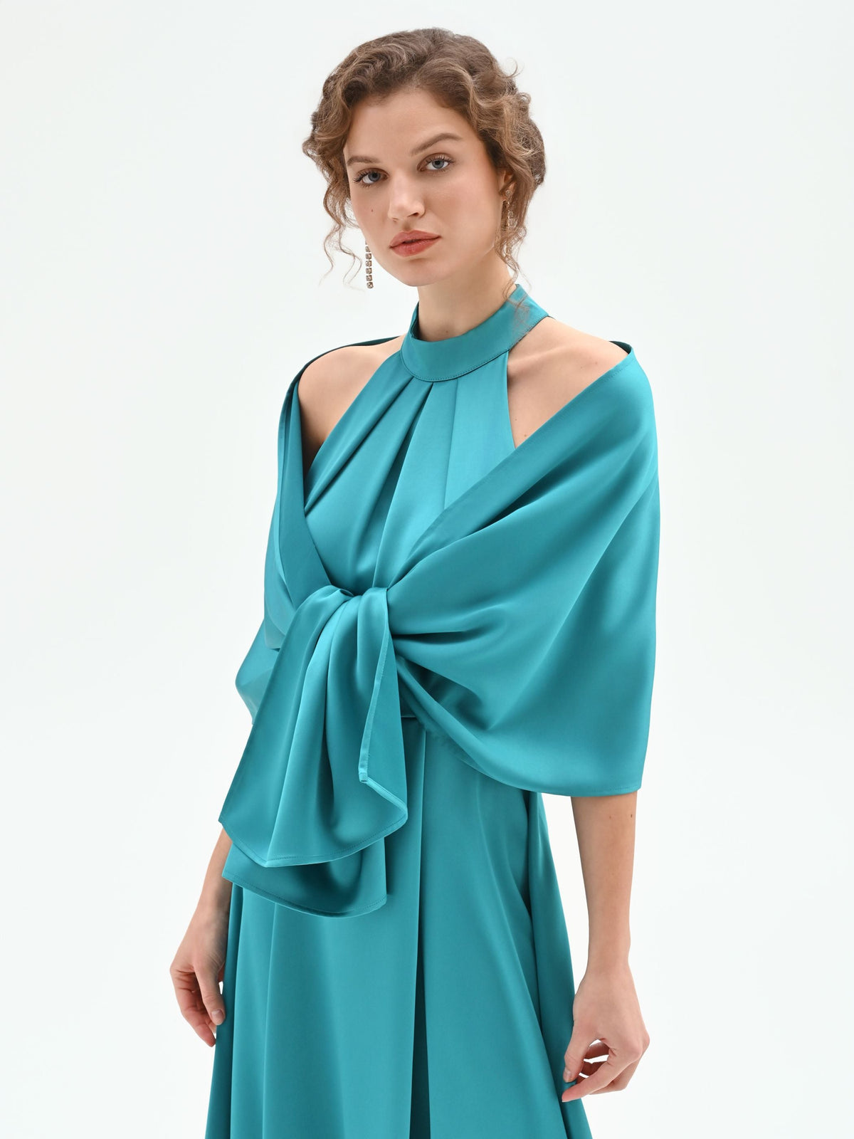 Stola atelier effetto mantella verde smeraldo