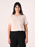 T-Shirt Curvy Beige con Pietre