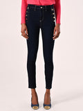Jeans Skinny Blu con Bottoni