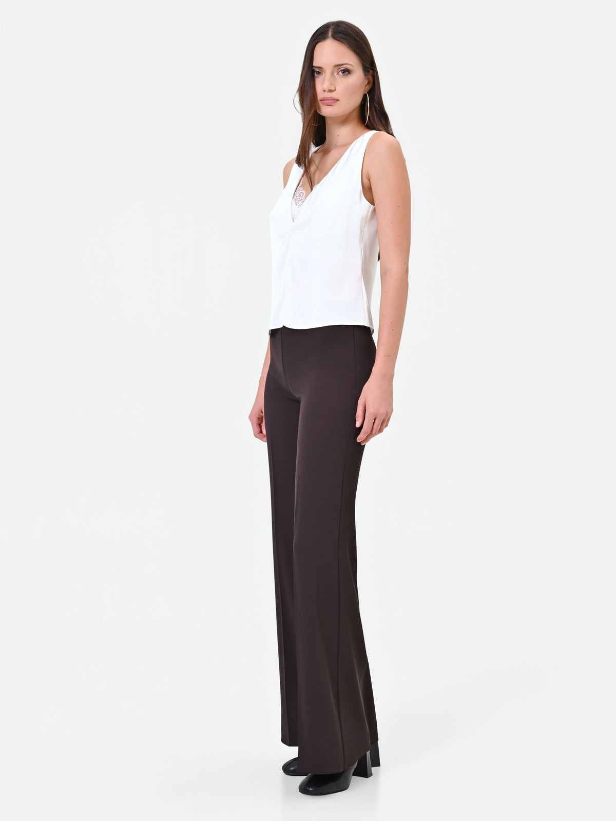 Pantalone a gamba larga moro marrone in cadi