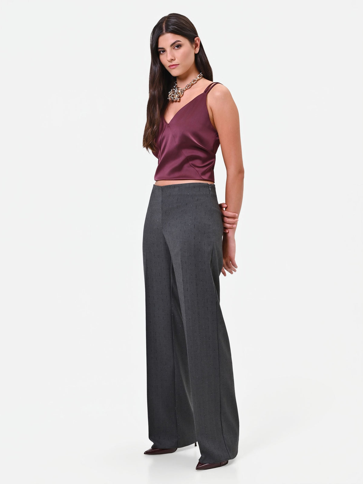 Pantalone grigio scuro a gamba dritta Giorgia Palmas X Rinascimento
