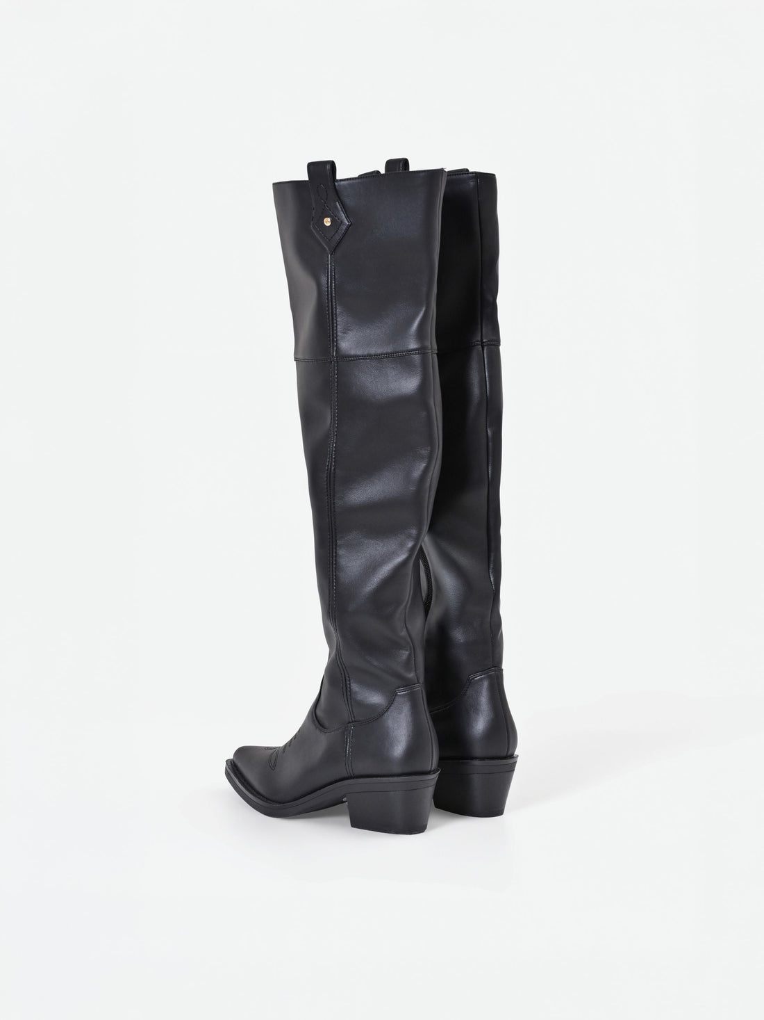 Stivale nero stile texano con gambale alto