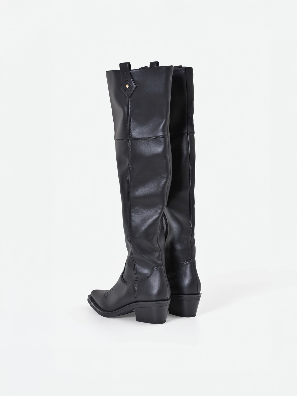 Stivale nero stile texano con gambale alto