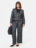 Pantalone Curvy nero a gamba dritta in tessuto boucle