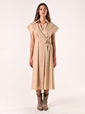 Chemisier Beige Incrociato con Fiocco