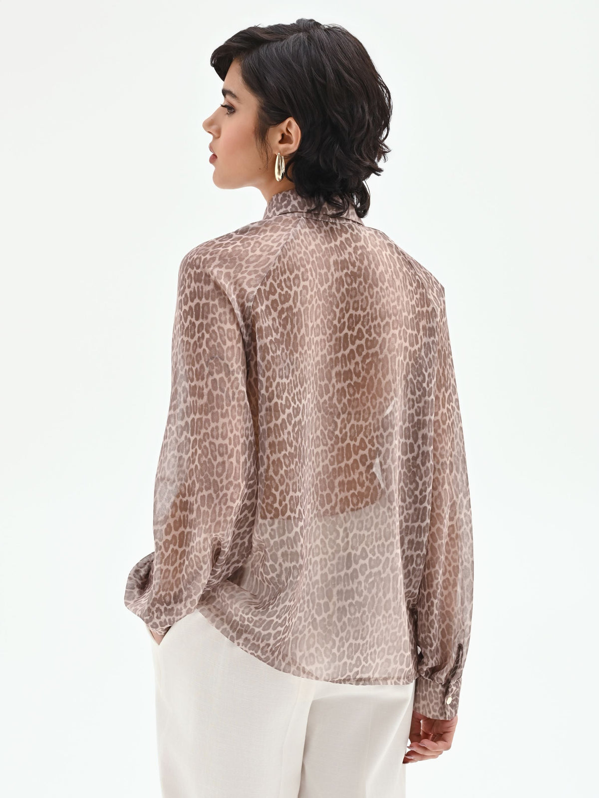 Camicia stampa animalier tortora beige