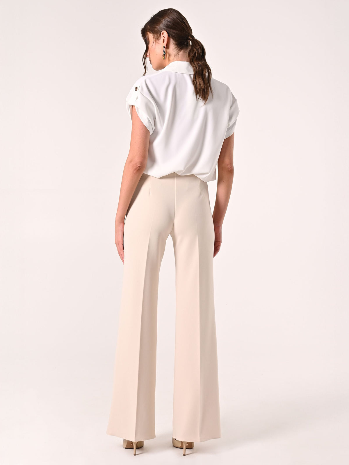Pantaloni Beige Chiaro in Scuba mano Crepe