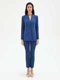 Giacca blazer blu brillante senza rever