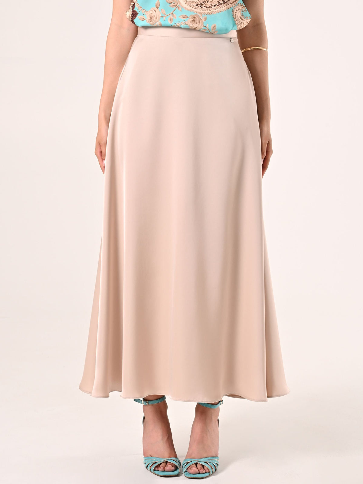 Gonna in Raso Beige Chiaro