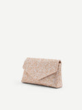 Pochette gioiello rosa cipria con strass all over