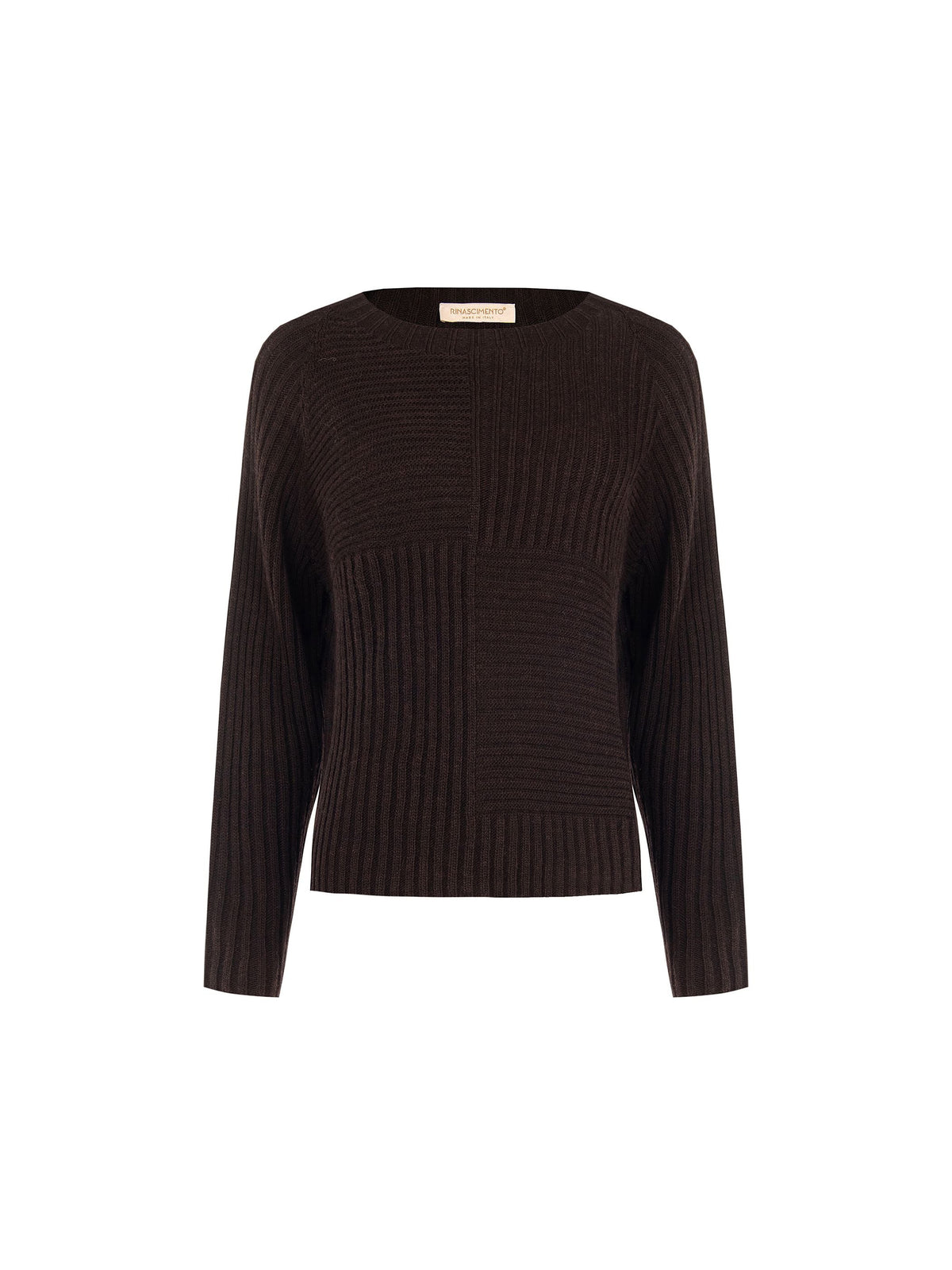 Maglia marrone moro con texture a coste misto viscosa e alpaca