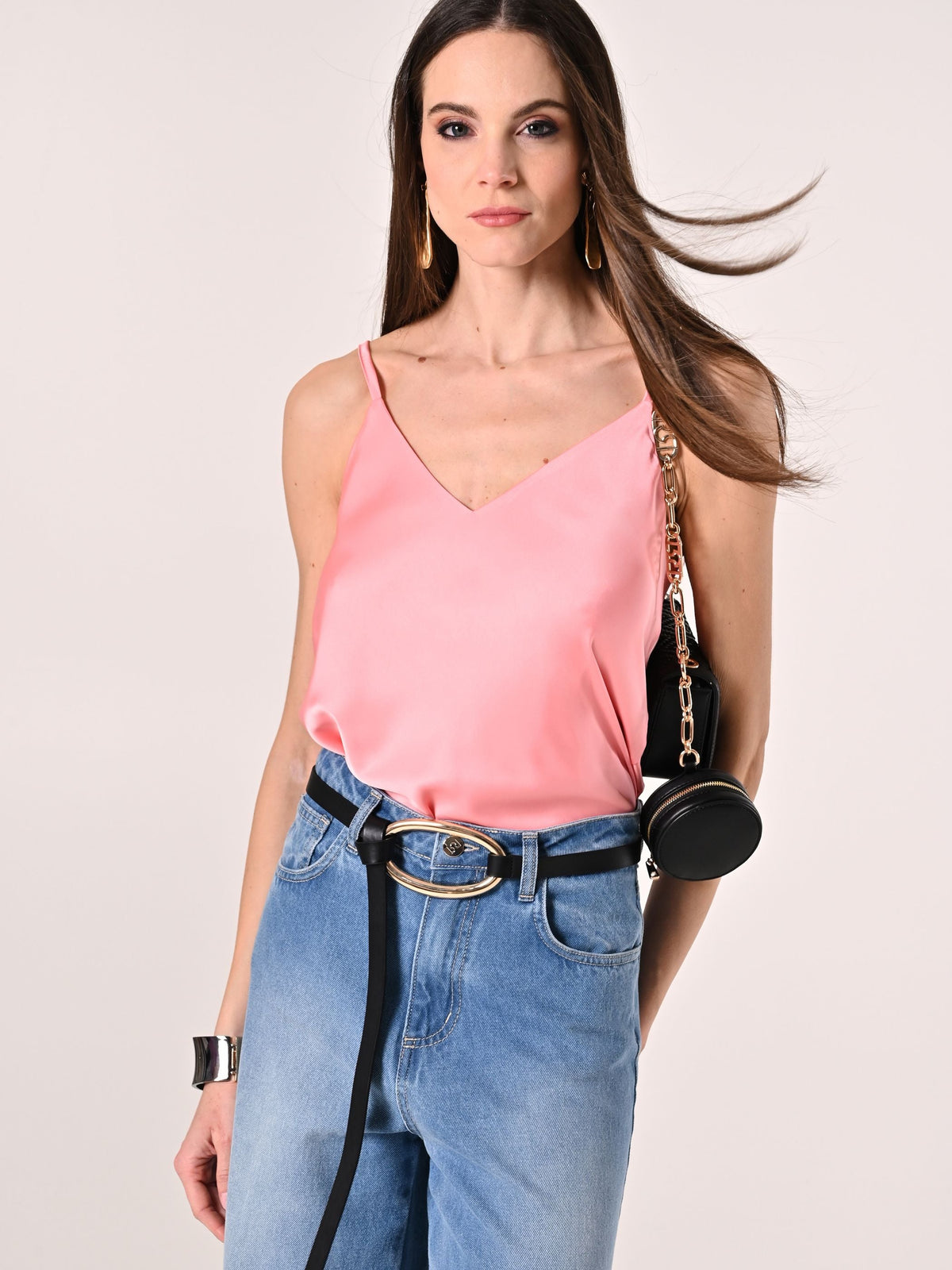 Top Spalline Sottili Rosa Antico