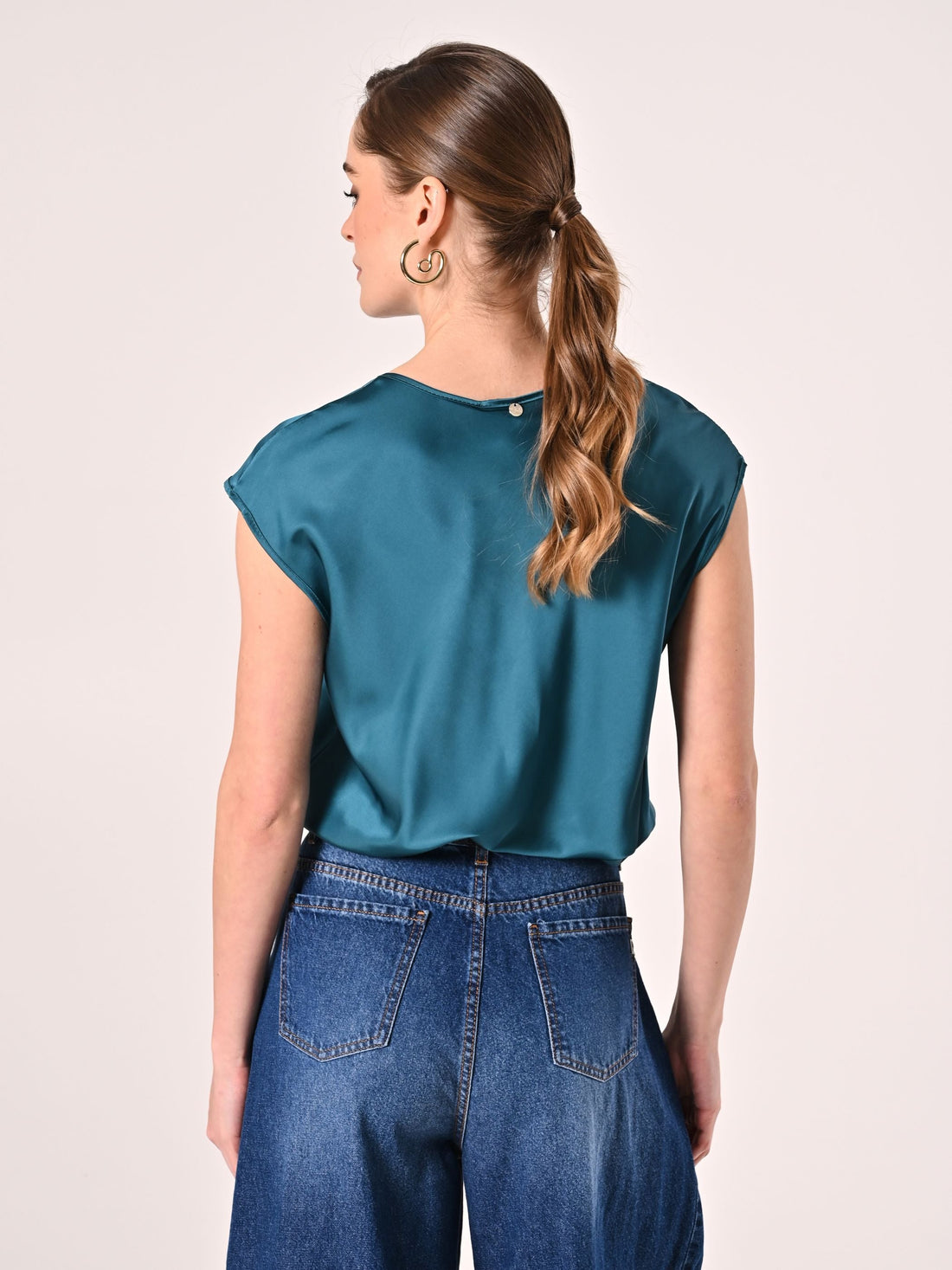 Blusa in Raso Verde Reale
