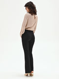 Pantalone nero flared con spacco frontale