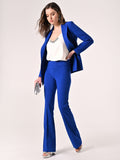 Pantaloni in Tessuto Tecnico Blu Cina con Fascione in Vita