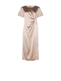 Abito in raso tortora beige con nodo laterale