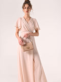 Abito Lungo in Georgette con Piping Strass