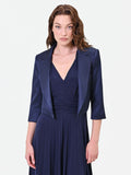 Giacca bolero blu navy con revers in raso