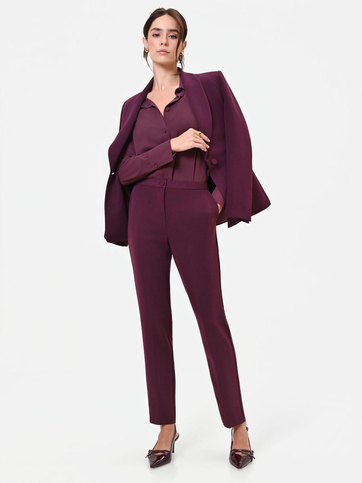 Pantalone Studio bordeaux gessato