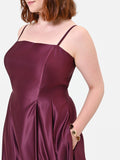 Abito Curvy bordeaux rosso in raso