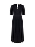 Abito Curvy blu navy plissettato con micro-glitter