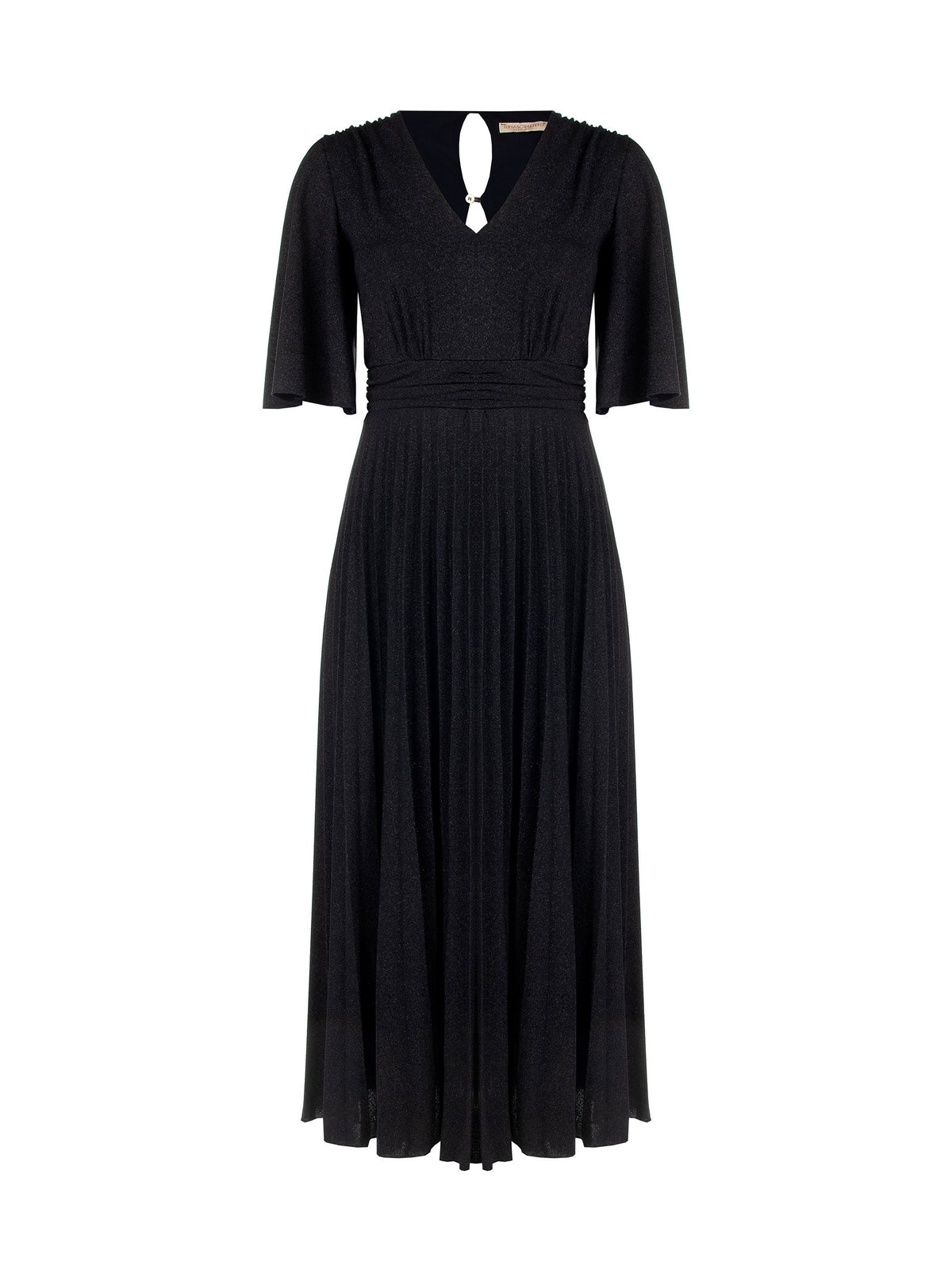Abito Curvy blu navy plissettato con micro-glitter