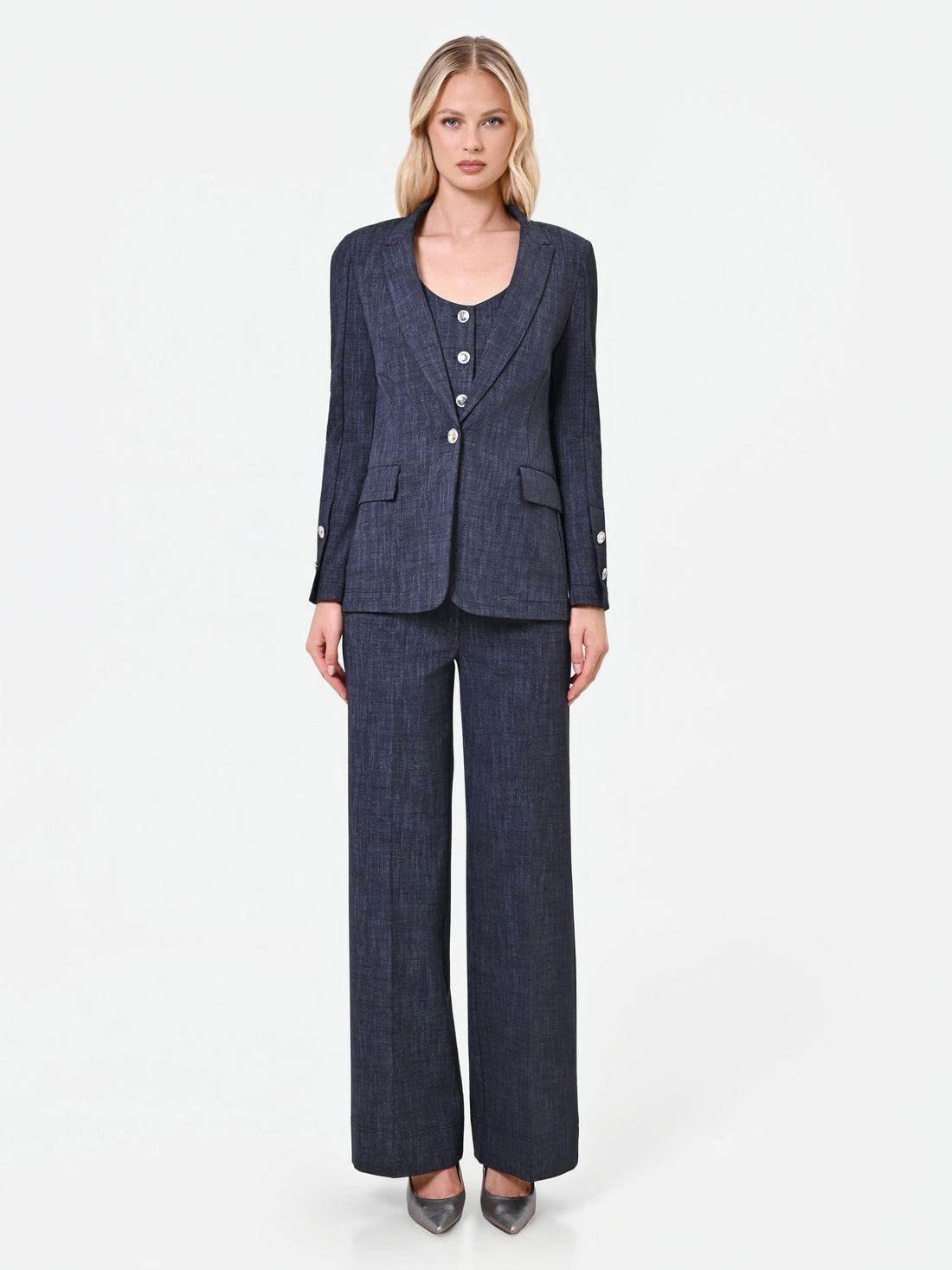 Giacca blazer blu navy in punto milano