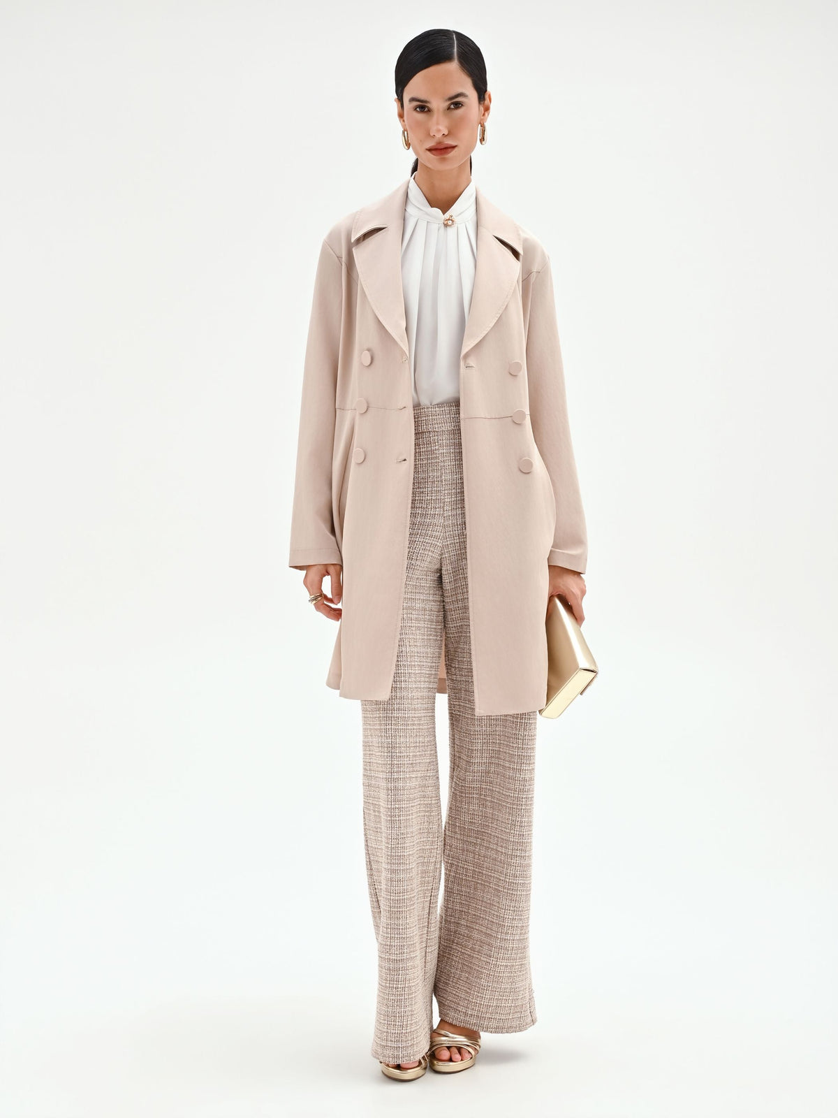 Trench doppiopetto tortora beige