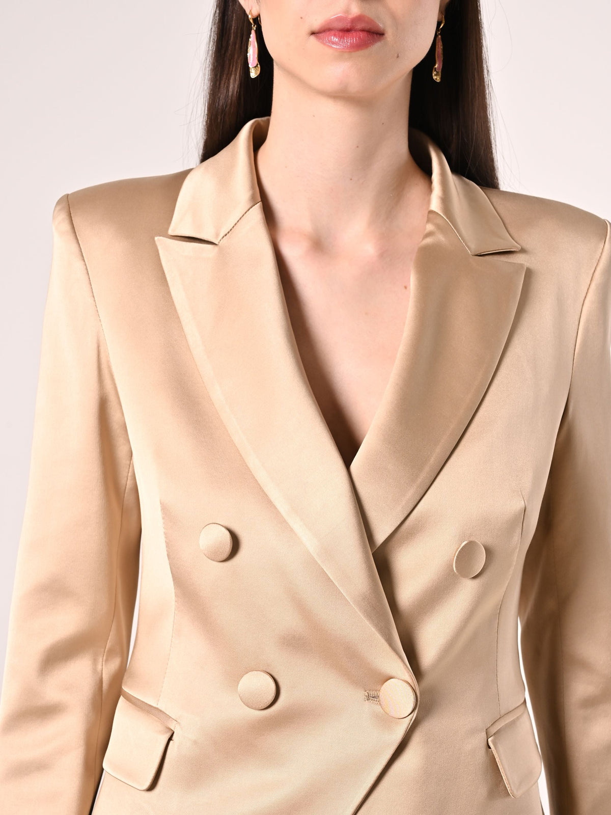 Giacca in Raso di Viscosa Beige Scuro