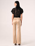 Pantaloni in Raso di Viscosa Beige Scuro