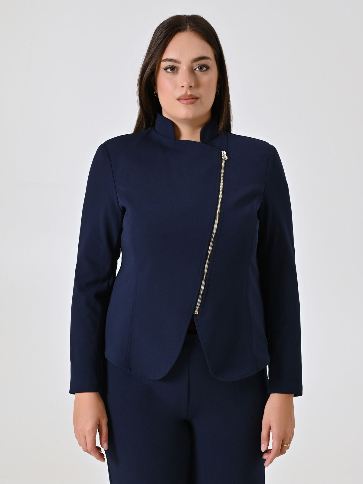 Giacca Curvy con Zip Blu
