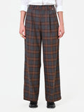 Pantalone a palazzo marrone con motivo check